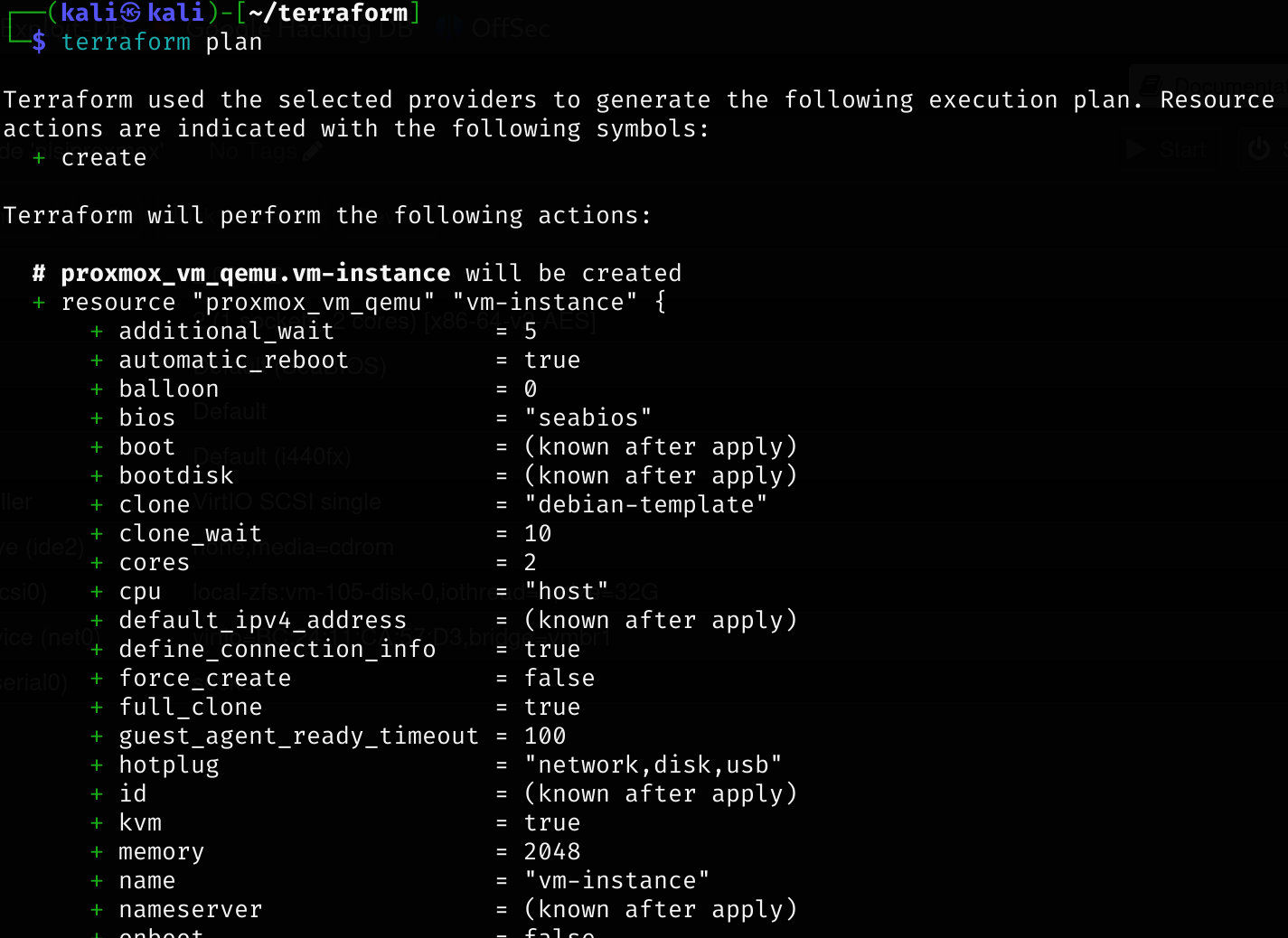 terraform plan